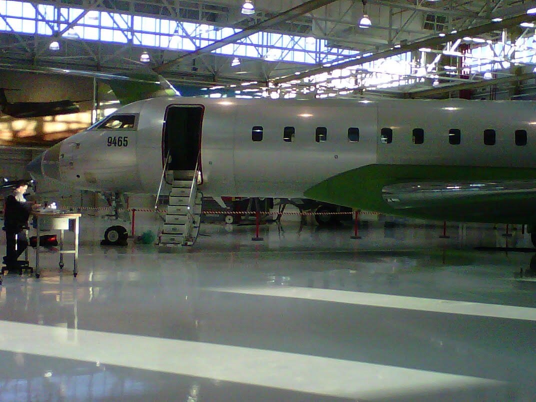 Regional jet fuselage on the assembly line