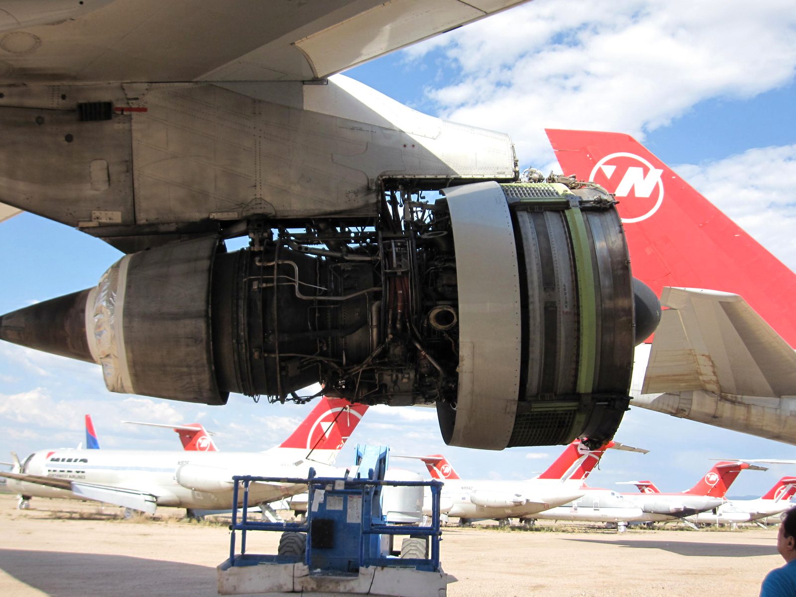 Aircraft engine and tails in the desert boneyard